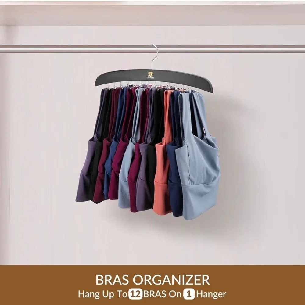 Zedodier Wooden Belt Tie Organizer Hanger 24 Hooks Tank Top Bra Camisole Holder